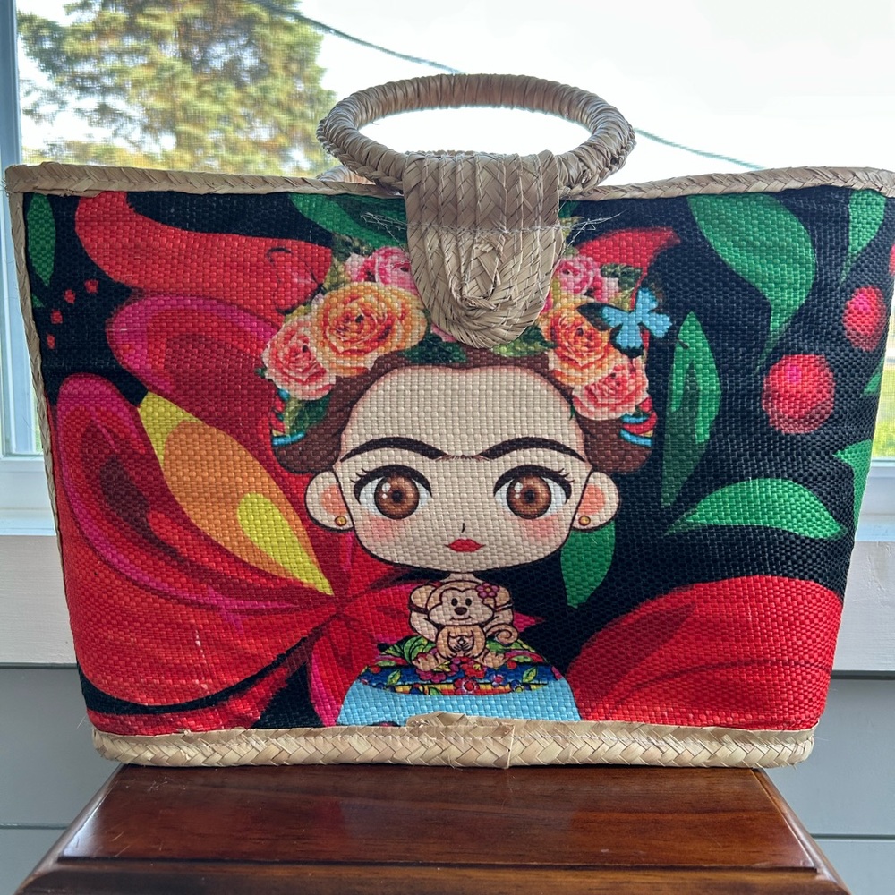Frieda Kahlo Colorful Woven Tote Bag